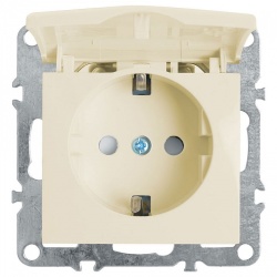 Розетка с заземлением и со шторкой, без рамки с крышкой Stekker Эрна 39330 в интернет-магазине "Галерея света"