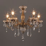 Подвесная люстра Eurosvet Elisha 3281/5 античная бронза/прозрачный хрусталь Strotskis в интернет-магазине "Галерея света"