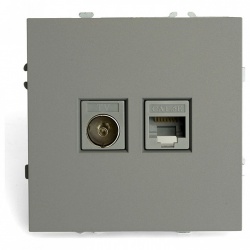 ТВ-розетка и розетка Ethernet RJ-45 без рамки Stekker Эмили 49950 в интернет-магазине "Галерея света"