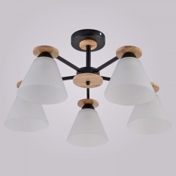 Люстра на штанге 01625-0.3-05 BK+WOOD в интернет-магазине "Галерея света"