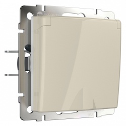 Розетка влагозащищенная с заземлением и со шторками, без рамки с крышкой Werkel слоновая кость W1171203 в интернет-магазине "Галерея света"