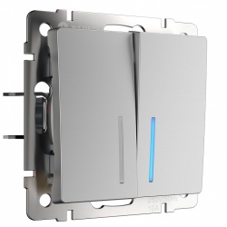 Выключатель двухклавишный с подсветкой без рамки Werkel  W1120106 в интернет-магазине "Галерея света"