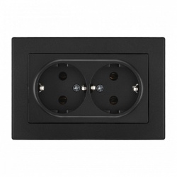 Розетка двойная с заземлением и со шторкой Arte Milano SET06-2 SET06-double-40-2 black в интернет-магазине "Галерея света"
