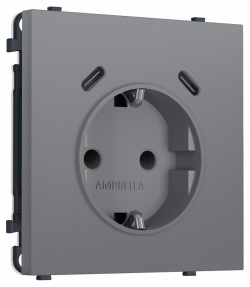 Розетка с заземлением и со шторкой и 2хUSB C, без рамки Ambrella Volt MS MS870510 в интернет-магазине "Галерея света"