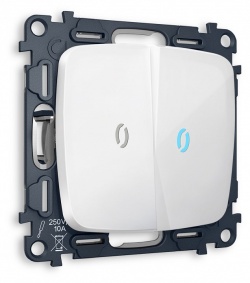 Выключатель проходной двухклавишный с подсветкой без рамки Ambrella Volt OMEGA MO104040 в интернет-магазине "Галерея света"