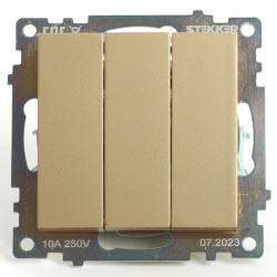 Выключатель трехклавишный без рамки Stekker Катрин 49219 в интернет-магазине "Галерея света"