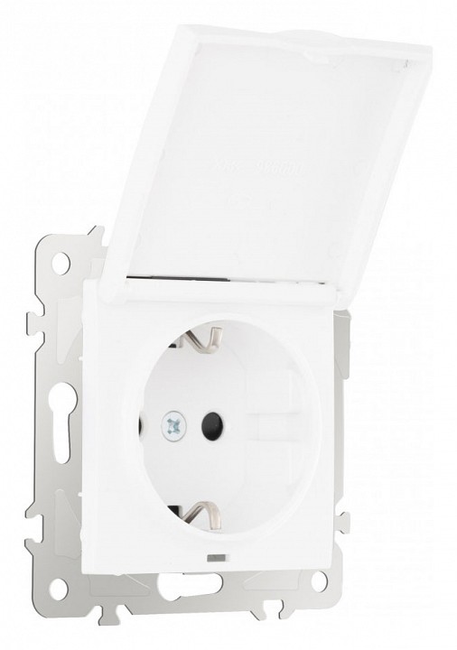Розетка влагозащищенная с заземлением и со шторкой с крышкой Arte Milano am-206 206.41-1.white в интернет-магазине "Галерея света"