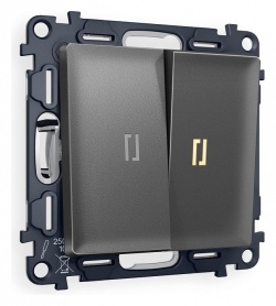 Выключатель проходной двухклавишный с подсветкой Ambrella Volt ALFA MA654030 в интернет-магазине "Галерея света"