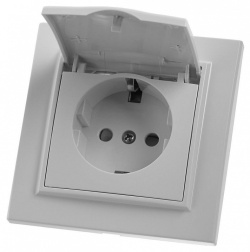 Розетка с заземлением и со шторкой, с крышкой Stekker Эрна 39052 в интернет-магазине "Галерея света"