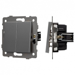 Выключатель самовозвратный двухклавишный без рамки Arlight SWT 049885 в интернет-магазине "Галерея света"