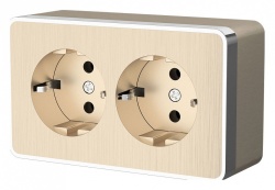 Розетка двойная с заземлением Werkel Gallant (шампань рифленый) W5072110 в интернет-магазине "Галерея света"