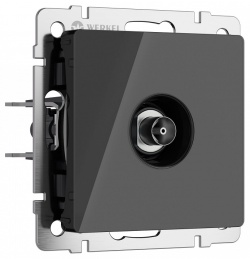 ТВ-розетка без рамки Werkel черный акрил W1183048 в интернет-магазине "Галерея света"