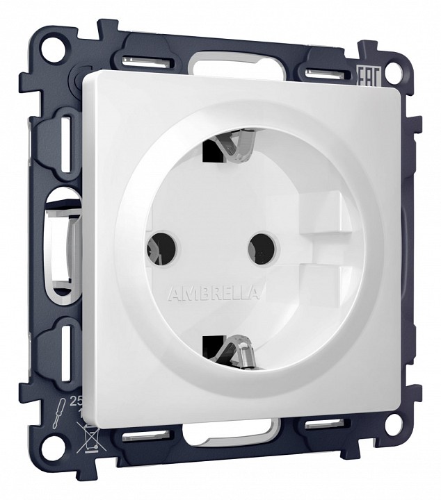 Розетка с заземлением, без рамки Ambrella Volt ALFA MA126010 в интернет-магазине "Галерея света"