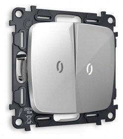 Выключатель проходной двухклавишный с подсветкой без рамки Ambrella Volt OMEGA MO404035 в интернет-магазине "Галерея света"