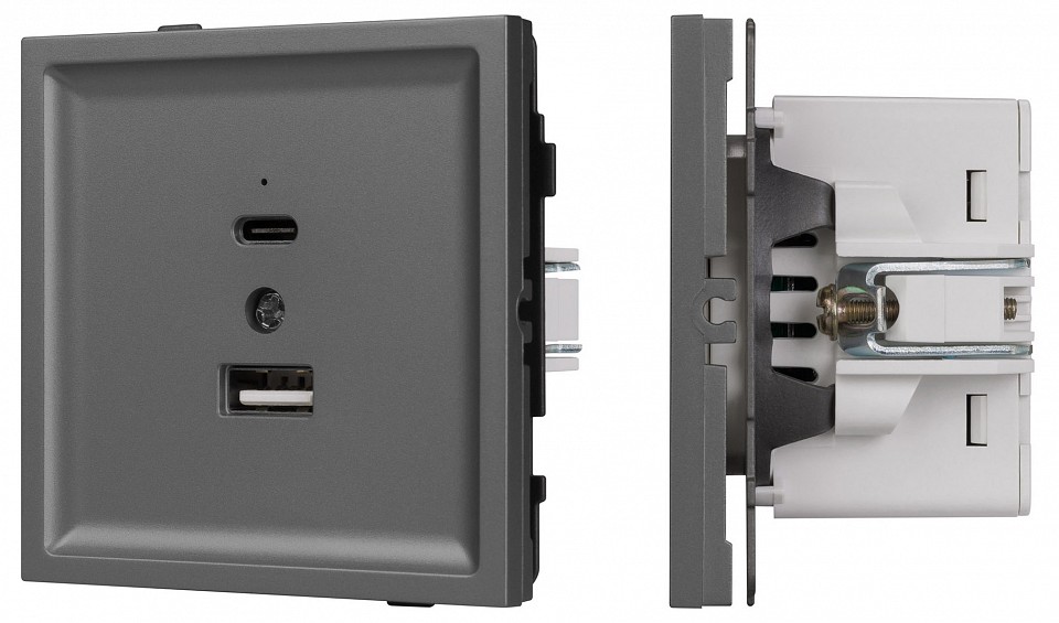 Розетка 2хUSB type A и C без рамки Arlight SCT-TENDO 054538 в интернет-магазине "Галерея света"