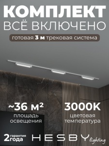 Комплект трековый Hesby Lighting №1 однофазная накладная Skylite HSBL_kompl_S001_NI3W3K_01 в интернет-магазине "Галерея света"