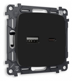 Розетка 2хUSB type A и C без рамки Ambrella Volt OMEGA MO811010 в интернет-магазине "Галерея света"