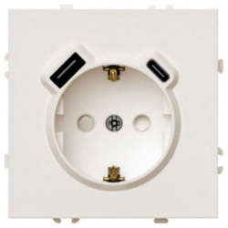 Розетка с заземлением и со шторкой и 2хUSB type A и C, без рамки Stekker Эмили 50360 в интернет-магазине "Галерея света"