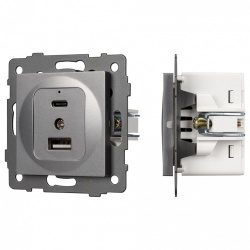 Механизм розетки 2хUSB type A и C Arlight SCT 049840 в интернет-магазине "Галерея света"