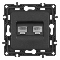Розетка двойная RJ-11 и Ethernet RJ-45, без рамки Arte Milano am-217 217.44-1.black в интернет-магазине "Галерея света"