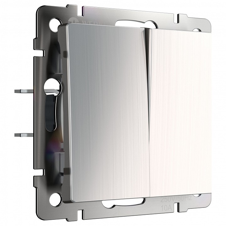 Выключатель двухклавишный без рамки Werkel глянцевый никель W1120002 в интернет-магазине "Галерея света"