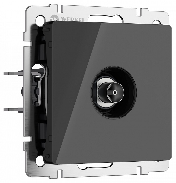 ТВ-розетка без рамки Werkel черный акрил W1183048 в интернет-магазине "Галерея света"