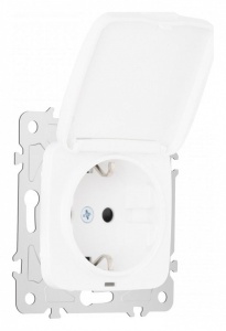 Розетка влагозащищенная с заземлением и со шторкой с крышкой Arte Milano am-205 205.41-1.white в интернет-магазине "Галерея света"