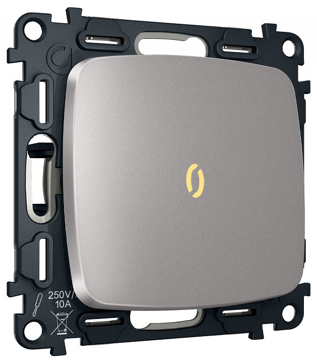 Выключатель самовозвратный одноклавишный с подсветкой, без рамки Ambrella Volt MO MO502050 в интернет-магазине "Галерея света"