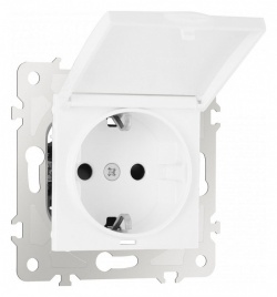 Розетка влагозащищенная с заземлением и со шторкой с крышкой Arte Milano am-203 203.41-1.white в интернет-магазине "Галерея света"