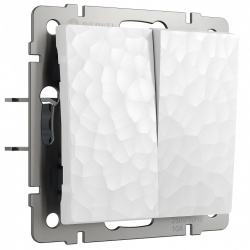 Выключатель двухклавишный без рамки Werkel Hammer белый W1220001 в интернет-магазине "Галерея света"