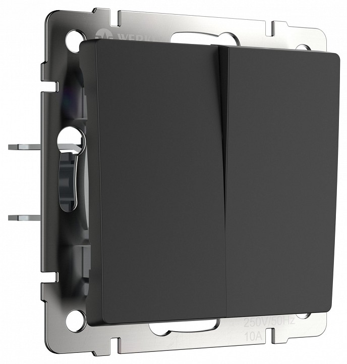 Выключатель двухклавишный без рамки Werkel черный W1123006 в интернет-магазине "Галерея света"