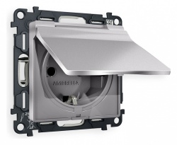 Розетка с заземлением и со шторкой, без рамки с крышкой Ambrella Volt ALFA MA508010 в интернет-магазине "Галерея света"