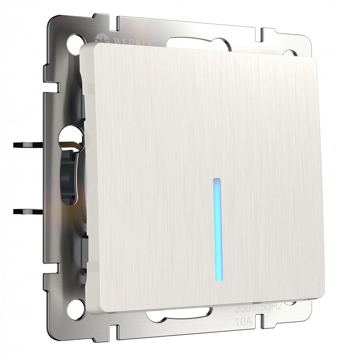 Выключатель проходной одноклавишный с подсветкой без рамки Werkel перламутровый рифленый W1112113 в интернет-магазине "Галерея света"