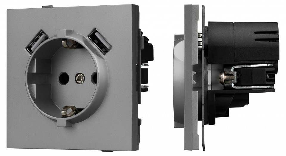 Розетка с заземлением и 2хUSB type A, без рамки Arlight SCT-TENDO 054084 в интернет-магазине "Галерея света"