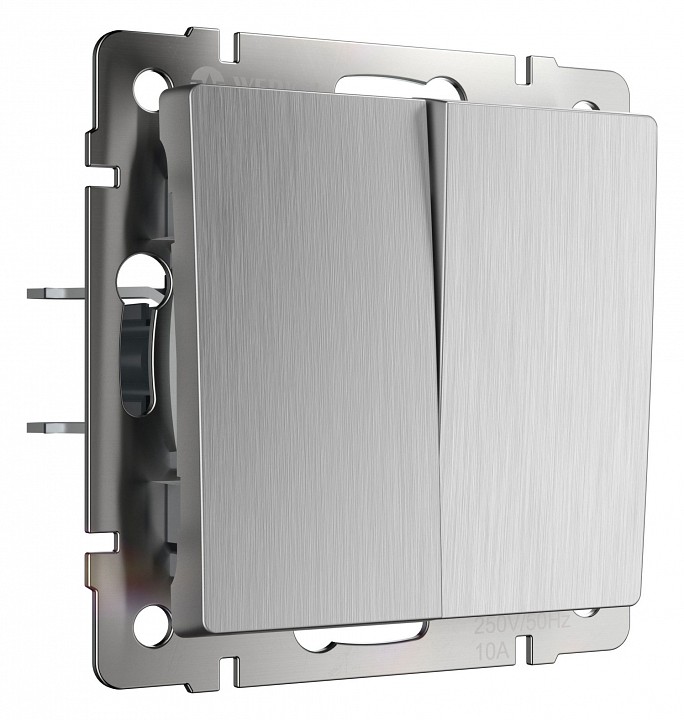 Выключатель двухклавишный без рамки Werkel серебряный рифленый W1122009 в интернет-магазине "Галерея света"