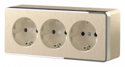 Розетка влагозащищенная с заземлением и со шторками Werkel Gallant (шампань рифленый) W5073110 в интернет-магазине "Галерея света"