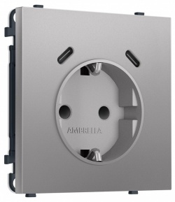 Розетка с заземлением и со шторкой и 2хUSB C, без рамки Ambrella Volt MS MS510510 в интернет-магазине "Галерея света"