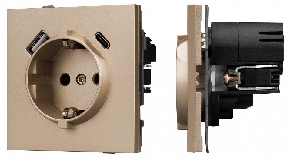 Розетка 2хUSB type A и C без рамки Arlight SCT-TENDO 054089 в интернет-магазине "Галерея света"