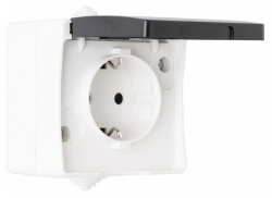 Розетка влагозащищенная с заземлением и со шторкой с крышкой Arte Milano am-309 309.40-1.grey в интернет-магазине "Галерея света"