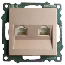 Розетка двойная Ethernet RJ-45 без рамки Stekker Катрин 50004 в интернет-магазине "Галерея света"