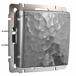 Розетка влагозащищенная с заземлением и со шторками, без рамки Werkel Hammer серебряный W1271206 в интернет-магазине "Галерея света"