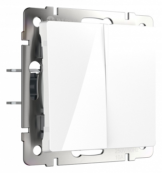 Выключатель самовозвратный двухклавишный без рамки Werkel белый матовый W1122401 в интернет-магазине "Галерея света"