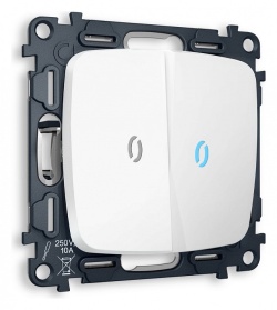 Выключатель двухклавишный с подсветкой без рамки Ambrella Volt OMEGA MO124020 в интернет-магазине "Галерея света"