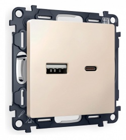 Розетка 2хUSB type A и C без рамки Ambrella Volt ALFA MA331010 в интернет-магазине "Галерея света"