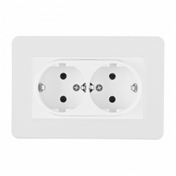 Розетка двойная с заземлением и со шторкой Arte Milano SET16-2 SET16-double-40-2 white в интернет-магазине "Галерея света"