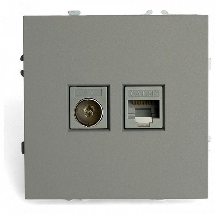 ТВ-розетка и розетка Ethernet RJ-45 без рамки Stekker Эмили 49950 в интернет-магазине "Галерея света"