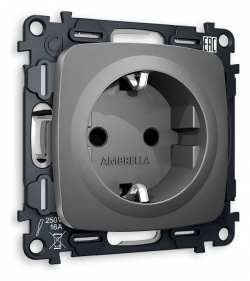 Розетка с заземлением и со шторкой, без рамки Ambrella Volt OMEGA MO657010 в интернет-магазине "Галерея света"