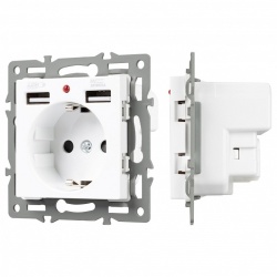 Розетка с заземлением и 2хUSB type A, без рамки Arlight SCT 043733 в интернет-магазине "Галерея света"