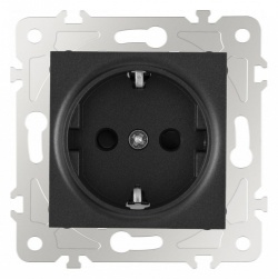 Розетка с заземлением и со шторкой, без рамки Arte Milano am-203 203.40-1.black в интернет-магазине "Галерея света"