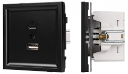 Розетка 2хUSB type A и C без рамки Arlight SCT-TENDO 054095 в интернет-магазине "Галерея света"